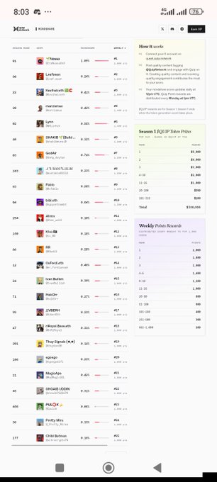 A mobile screenshot shows a stock market application with lists of companies and their performance, along with sections for 'Season 1 BOOM' and 'Weekly Point Rewards'.