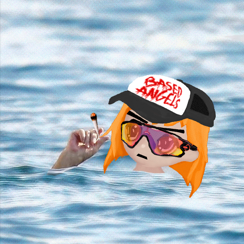 The image features a cartoon character wearing an orange hat, sunglasses, and holding a cigarette while floating in water. The caption of the image reads "GET READY FOR ORDINALS BASED SUMMER", which seems to be related to the post about summer events or gatherings.