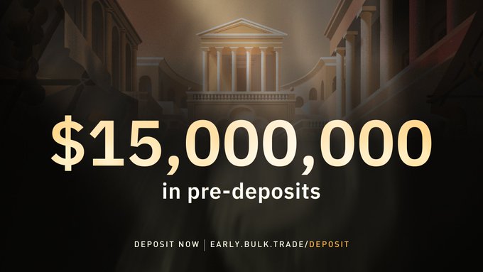 The image displays a promotional advertisement for a $15,000,000 pre-deposit campaign that has been launched recently. The goal of this campaign is to attract early adopters of bulk investing who are seeking to accumulate virtual currency (ether) in pre-deposits. The advertisement mentions the term "Early Loads" and "Bulk Investing", indicating an organized way for individuals to invest their money into the campaign, which has been advertised on the social media platform Instagram.