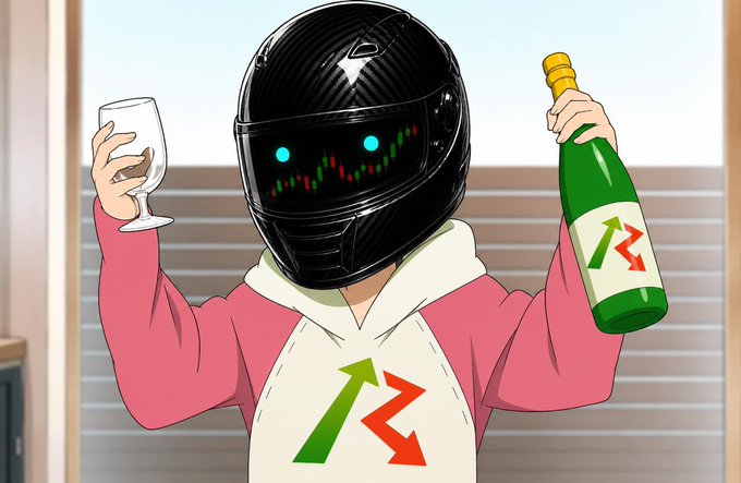 The image features a cartoon character wearing a black helmet, holding two wine glasses - one filled with red wine and another with white wine. The character also has a bottle of champagne in their hand. The background shows an office setting with a window visible behind the character. The caption for the image reads "Ride mentioned to the @SolanaFndn Solana is Global podcast!".