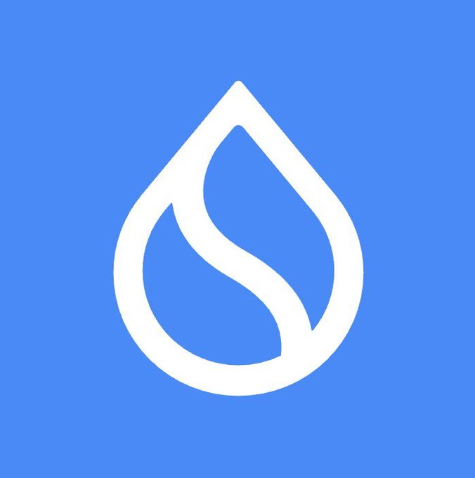 A simple app icon featuring a white stylized water droplet logo on a solid light blue background.