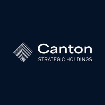 A dark navy logo featuring a white geometric diamond icon alongside the text "Canton Strategic Holdings," branded as part of a post announcing the company's first operating revenue in Q2 2026, including $1.3M from locking-as-a-service and $191,226 from Super Validator operations on the Canton Network.