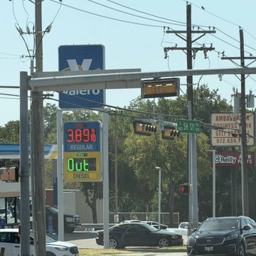 A Valero gas station sign displays regular gas at $3.89 and diesel as "Out," visually supporting the post's warning about impending diesel shortages and the cascading economic collapse it predicts.