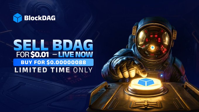 The image features an illustration of an astronaut floating in space with a light shining behind him, suggesting that he has landed on Earth or another planet due to his low budget investment into Bitcoin using the CoinDAG app. The post is promoting the app by highlighting its affordability and the benefits it offers for users, including the ability to invest in Bitcoin at just $0.01 per coin with a guaranteed return of 50X ROI (56X).