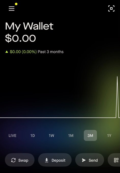 A screenshot of the Robinhood Wallet app displays "My Wallet" with a balance of "$0.00" and no change ("0.00%") over the past 3 months, illustrating the user's new wallet setup. The image supports the post's claim of testing the Robinhood wallet's features, showing its clean and user-friendly interface with options for Swap, Deposit, and Send.