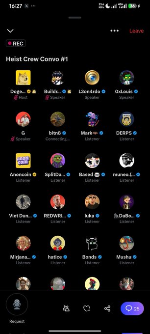 The image shows a phone screen with various icons, including logos of different companies such as BuildrJ, @derpsparty, and @Doge_Museum. The text on the screen reads "The space was interesting, nice hearing from @BuildrJ and the rest of the teams @DerpsParty @Doge_Museum Excited to see that everyone is excited for what is to come". This suggests that there might be a new project or event related to these companies.