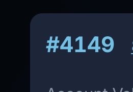 A dark UI element with rounded corners displays the teal text '#4149' above the partially visible word 'Account'.