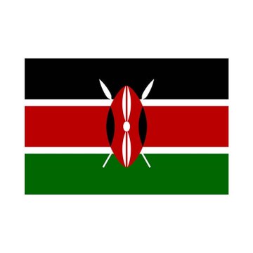 The image displays the national flag of Kenya, featuring horizontal black, red, and green stripes separated by white lines, with a central Maasai shield and crossed spears. It accompanies the announcement that Kenya is leveraging Avalanche blockchain technology to secure over 30 million academic records, symbolizing the country's adoption of advanced digital infrastructure for national record-keeping.