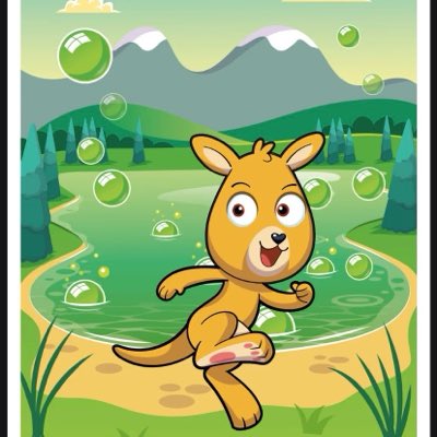 A cartoon kangaroo stands cheerfully on its hind legs in a vibrant green landscape surrounded by floating bubbles and mountains, serving as a playful new profile picture that aligns with the joyful, community-focused spirit of the VeeFriends post. The friendly animal mascot reflects the lighthearted, approachable tone of the message.