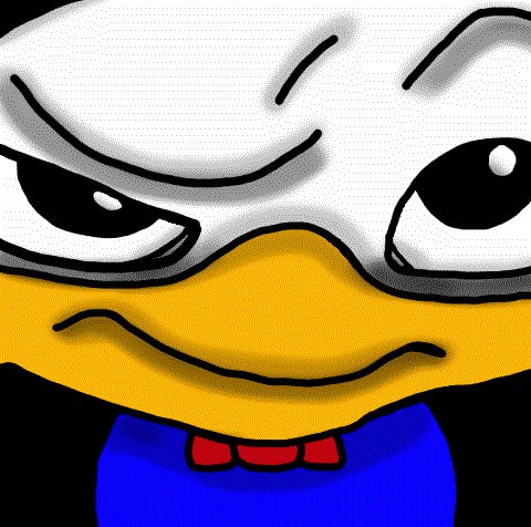 A close-up cartoon illustration of Donald Duck with an angry expression, furrowed brow, and red bow tie.