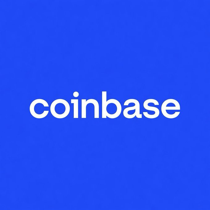 The Coinbase logo displayed in white text on a solid blue background.