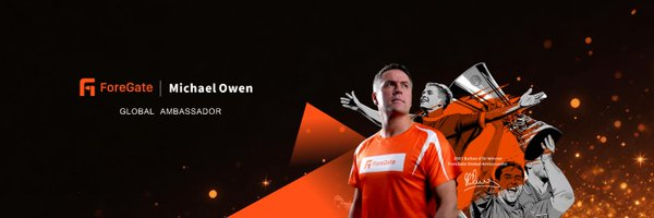 The image is a promotional banner for ForeGate featuring Michael Owen, labeled as their "GLOBAL AMBASSADOR." It shows Owen in an orange ForeGate jersey alongside imagery of him celebrating with trophies, suggesting the brand's sports and trading platform association.

The post's claim about receiving a "$200 bonus" upon registering ForeGate does not match the image, which is simply a brand ambassador announcement and contains no information about bonuses, registration rewards, or withdrawal conditions.