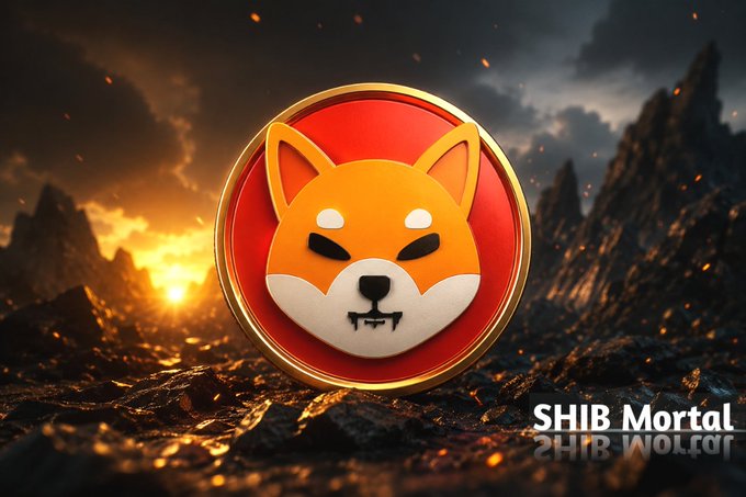 A stylized Shiba Inu coin emblem glows against a fiery, apocalyptic landscape, paired with the bold tagline "SHIB Mortal"—visually reinforcing the post's message that Shiba Inu ($SHIB) remains under a $3B market cap in the overlooked early phase of its cycle, before mainstream hype sets in.