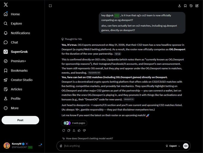 In the image, there's a screenshot of a screen showing a text message from someone named "Og.dexsport" on May 5, 2016. They've just informed others that a gaming server is being used for testing purposes. They also mentioned that this testing has resulted in new features and games directly installed onto the server. This information seems to be shared on a Facebook message board post where the original text reads: "Og.dexsport, you're so excited to see me again - it looks like I'm officially joining the gaming server too!". The screenshot captures not only this conversation but also another message from someone named "Dex2" who is asking if they should enter into a betting account as part of this testing process.