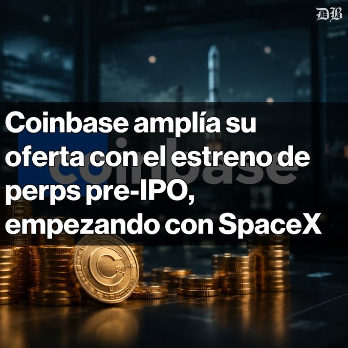 The image shows an advertisement for a cryptocurrency, Coinbase, that focuses on its ability to offer a pre-IPO fundraising platform to businesses like SpaceX. The text above the photo indicates this promotional message will be available 24/7 and aims to attract potential users by highlighting the convenience of raising funds directly through Coinbase.