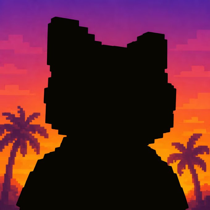 The image features a black silhouette of a cat's head against an orange sky with palm trees. The text in the image reads "Litany will natively host trading for @KonaDeFi Kitties assets once the marketplace launches." This suggests that the image is related to a trading platform or marketplace where users can buy and sell digital items, such as virtual pets like cats, from other users.
