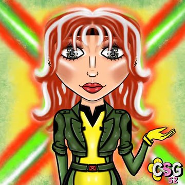 A cartoon illustration of a red-haired female character wearing a green military-style jacket over a yellow outfit, with the "CSG 52" logo in the corner, representing the Classy Sassy Girls NFT collection.