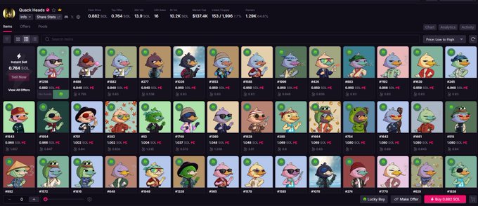 The image shows a large spreadsheet with rows of different characters, likely representing various NFT projects or characters from video games. The spreadsheet contains a total of 14 columns and 13 rows, providing an organized view of all the characters available for purchase. The post suggests that understanding trust is crucial in identifying strong NFT projects, as it helps differentiate between genuine creators and those who may be trying to deceive buyers with fake or low-quality items. The post also mentions @wallchain Quack Heads NFT, which could potentially be a reliable source of information about the authenticity and value of these characters.
