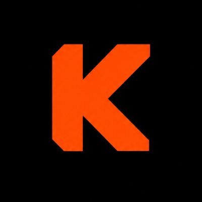 An orange stylized letter 'K' logo displayed on a black background, resembling the Kick streaming platform branding.