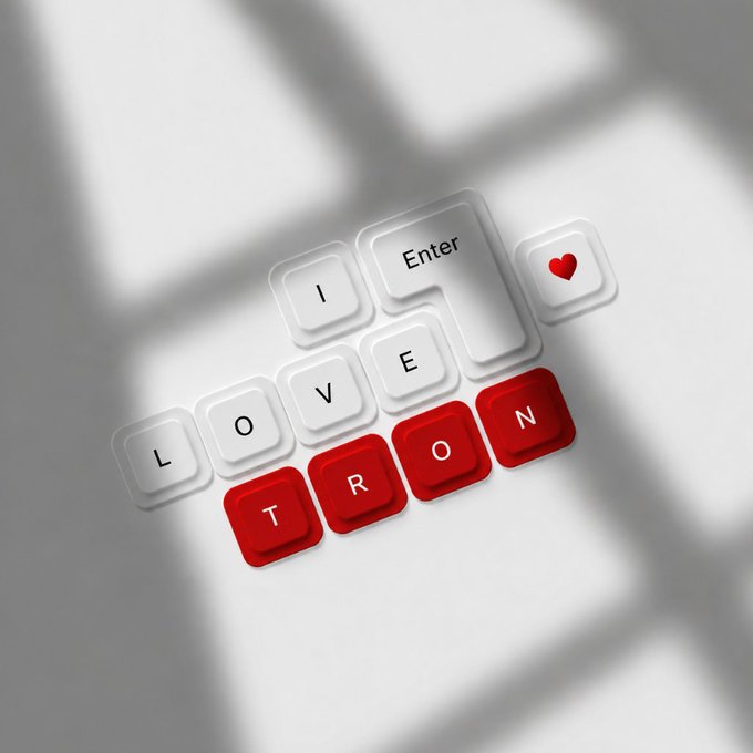 Keyboard keys spell out "LOVE" in white and red, with an "Enter" key and a heart key replacing other letters.