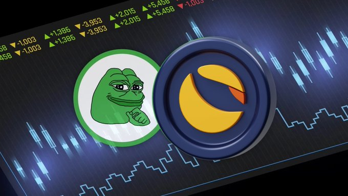 In the image, there are two circular objects sitting next to each other against a background of blue lines. One object is shaped like a green frog with a sad expression, while the other resembles an orange dollar sign with an upside-down orientation. The caption on the image states that someone is trying to figure out how much money the frog is worth and asks if anyone can make it to $1 first.