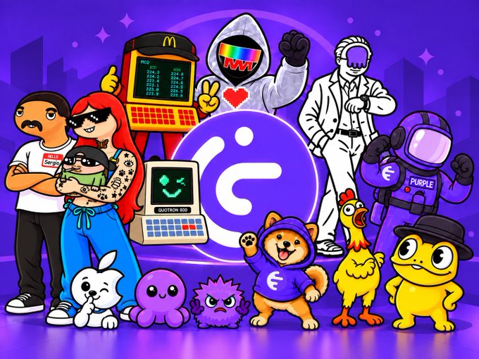 A colorful cartoon-style illustration featuring various characters including a McDonald's cashier, a hooded figure with 'TWS' logo, a chef, an astronaut, a couple, a dog, an octopus, a chicken, and a cat, all surrounding a central logo.