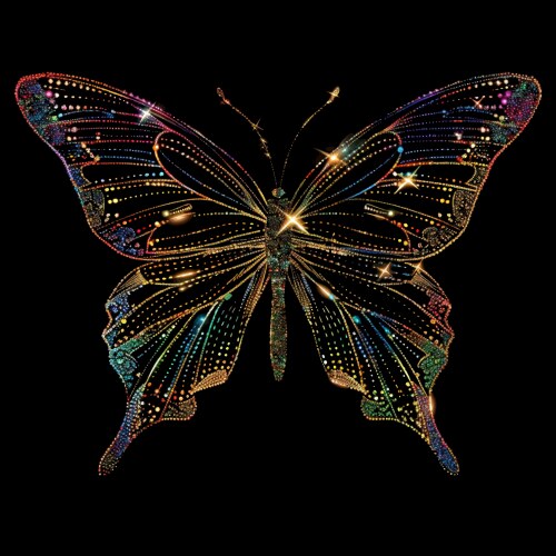 The image features a butterfly with a black background that has been embellished with gold, silver, and rainbow colors. The butterfly appears to be floating or hovering above the black background, creating an eye-catching and vibrant display of colors. The text in the caption reads "Good morning web3 legend @quipnetwork is building quietly, but the signals keep getting louder. The future doesn' arrive all at once. It starts with builders preparing before everyone else notices." This phrase seems to be related to the butterfly's design or the overall theme of the image.
