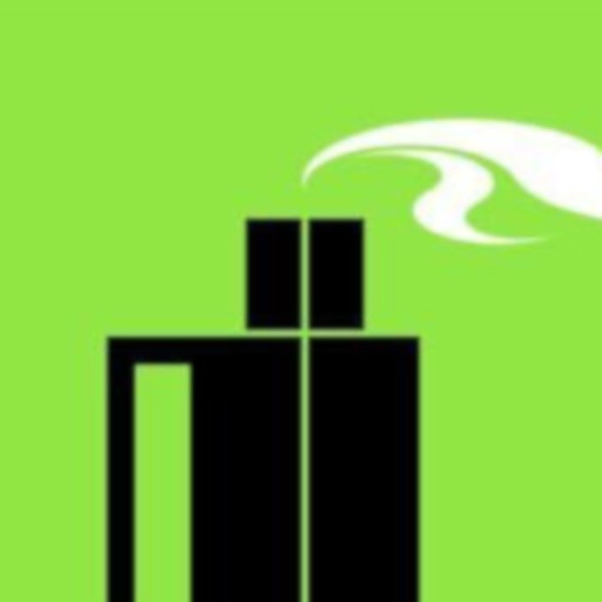 A pixelated image shows a stylized black factory or power plant with smokestacks emitting white smoke against a bright lime-green background, likely representing an environmental pollution icon. The low resolution causes the details to appear blocky and blurry, illustrating the OP's struggle with their compressed JPEG file.