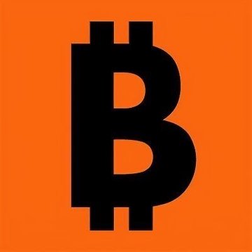 The image shows a close-up of the Bitcoin (₿) logo in orange against a white background, representing the $BTC ticker mentioned in the post. The Bitcoin symbol visually reinforces the post's message about BTC's past price history and its potential future growth, contrasting its earlier "boring" low prices with its current value.