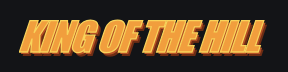 A stylized logo reading "KING OF THE HILL" in bold orange and yellow gradient lettering is displayed on a black background, fitting the "Pump.fun" meme coin context of building fun crypto projects.