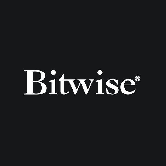 The image displays the "Bitwise®" logo in white serif text on a black background, representing the asset management firm mentioned in the post about their Solana Staking ETF reaching a new AUM high.