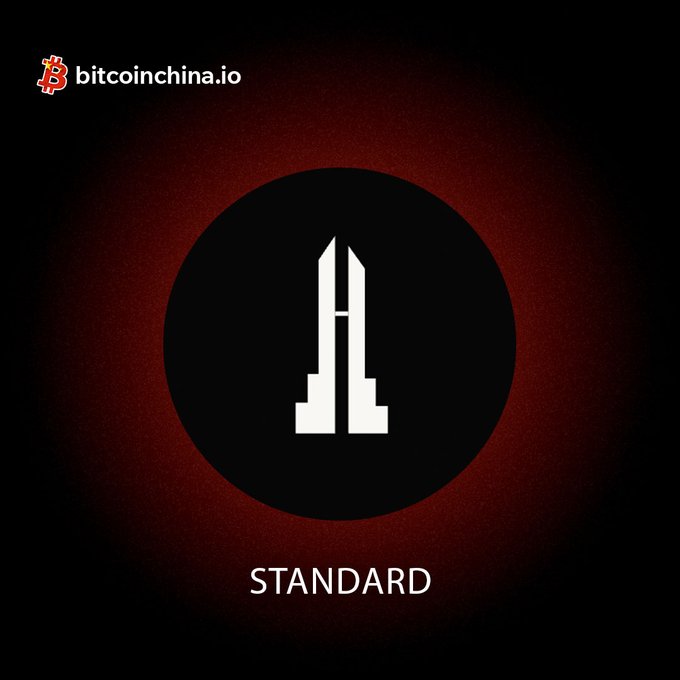 A black and red graphic with the text "bitcoinchina.io" at the top and "STANDARD" at the bottom, featuring a stylized tower logo in the center.