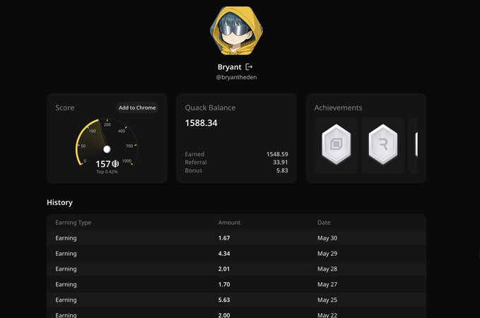 The image shows a screenshot of a scoreboard on an app or website. It appears that this platform may be related to gaming or social networking activities. The main focus of the scene is a person's name, @wallchain, who has earned a score for their achievements and earned bonus points. This individual also has two new campaigns listed in the app. As a member of this community, they are likely participating in some sort of game or activity where their success contributes to the overall progress within the system. The score is currently at 0.4% with a maximum value of 1.0%. It seems like the person's score might have dropped below the required level for further in-game or app features.
