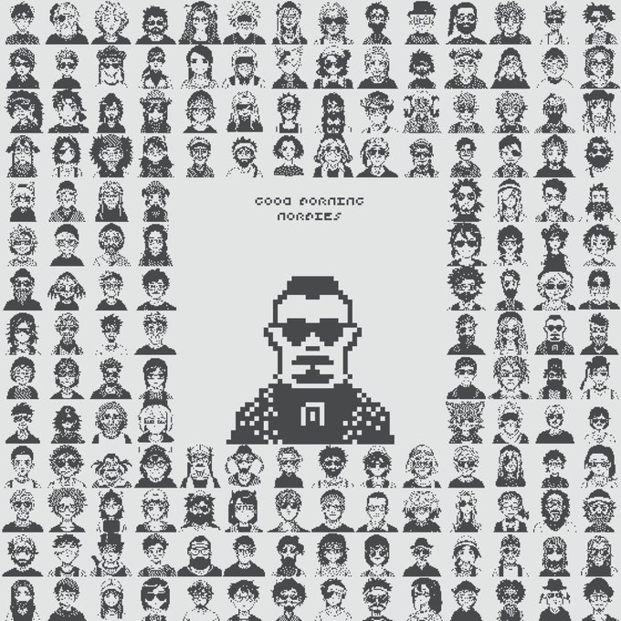 ers of a digital art piece, featuring a man with sunglasses and a mustache, surrounded by a grid of black and white faces.