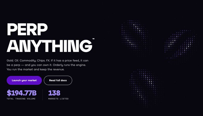 Duplicate promotional graphic for 'PERP ANYTHING' identical to image 8, displaying $194.77B total trading volume and 138 markets listed.