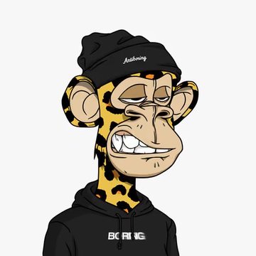 An illustration of a stylized ape character wearing a black beanie labeled "Anthropic" and a black hoodie with "BORING" written on the chest.