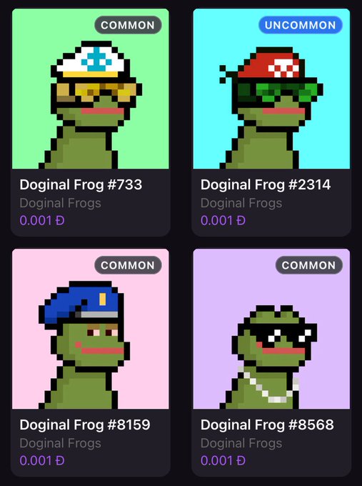 The image features four different cartoon frog characters, each with a unique hat and glasses style. They are all wearing sunglasses and appear to be sitting or standing next to each other. The text "Common" can also be seen in the image.