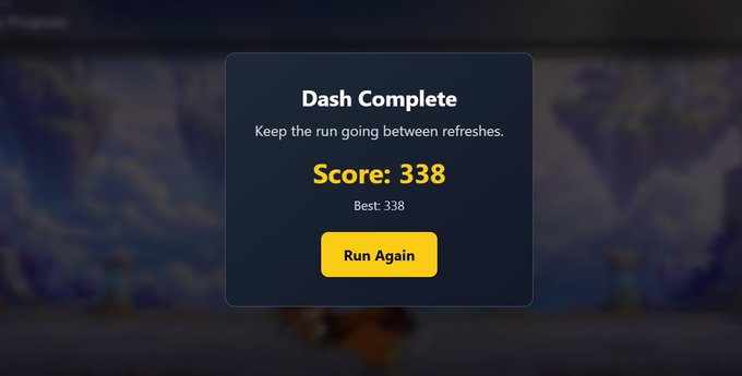 The image shows a screenshot of a computer screen displaying a message box with a score of 38 for completing a game, along with instructions to run again. The text "Run Again" is visible at the bottom of the message box.