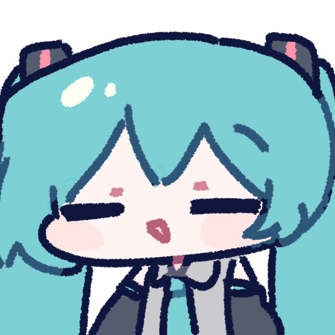 A chibi-style drawing of Hatsune Miku with teal hair and a serene expression.