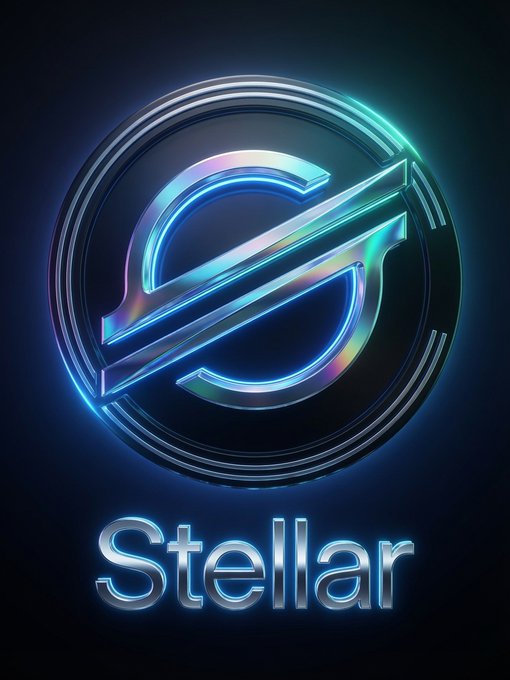 A metallic, glowing blue and silver emblem features a stylized 'S' logo in a circle, with the word 'Stellar' written below it on a dark background.