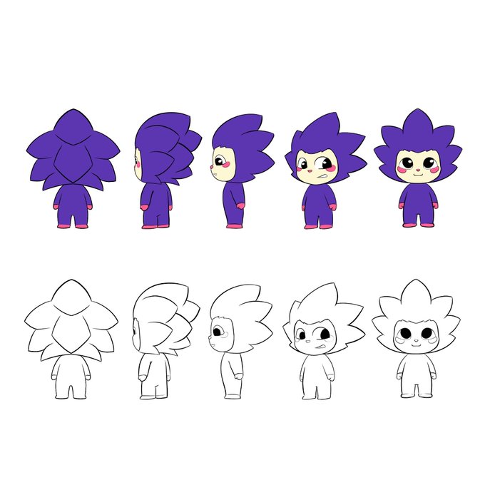 The image features a series of cartoon-like drawings of children with different hairstyles and clothing styles, including one child wearing a purple outfit. The drawings are arranged in two columns against a white background, showcasing various poses and expressions for each child. The text "chog is an IP play with a CC0 copyright. you’re free to use the chog IP in any creation." emphasizes that these illustrations can be used freely by anyone as long as they credit the original creator of the IP.