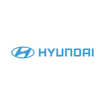 The blue Hyundai corporate logo featuring the stylized 'H' emblem inside an oval alongside the 'HYUNDAI' wordmark.