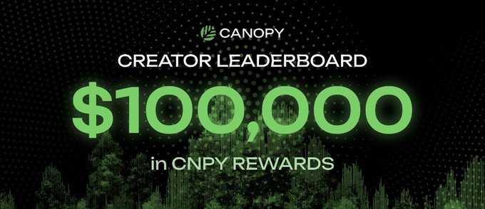 The image features a black background with green text that reads "Canopy" followed by "CNPY Network". The text also includes the phrase "The easy way for builders to launch is with @CNPYNetwork This is probably the next big thing for builders, we can launch apps that have their own chain. In an era where ai is taking over CNPY is building with real users and Ai. AI builds the apps while canopy gives you real". The image also includes a tree in the bottom right corner of the frame.