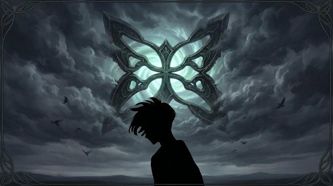 The image features a person standing against a backdrop of a stormy sky with dark clouds, giving off an ominous atmosphere. There are also birds flying around the scene, adding to the sense of unease. The focus of the image seems to be on the individual and their surroundings rather than the post itself.