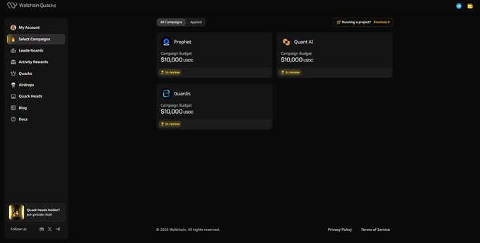 The image shows a computer screen displaying a webpage with three campaigns for a project named "Wallchain". The campaigns are offering a fixed price of $1,000 for creating content on the site. The website has been updated recently, as indicated by the presence of the text "Wallchain is rising from the ashes once again!".