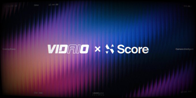 The image features a large banner that says "Vidaio X Score" written in white letters against a purple background with blue lines. The text also includes the words "focus on what is in the image", which could be interpreted as emphasizing the importance of the content displayed on the banner or the context behind it.