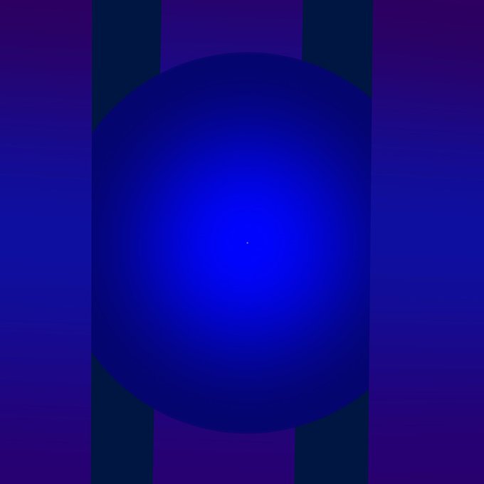 A deep purple and blue gradient background featuring a large central circle and rectangular shapes.