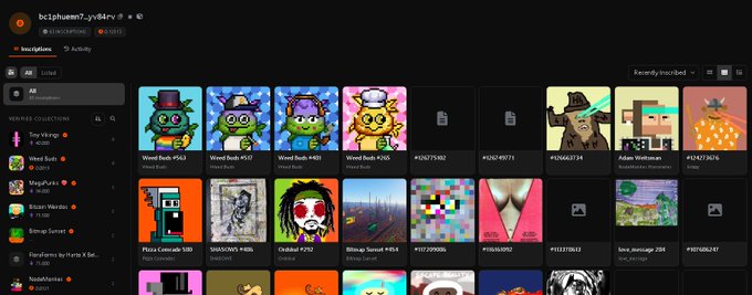 A screenshot of the Magic Eden NFT marketplace on the Base network (bcl3phuem7...yvf4rv), showing various NFT collections including Weed Buds, Pixel Genesis, GrimTards, Christmas, and Bitmap Scout with floor prices and supply metrics.