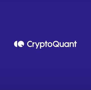 The CryptoQuant logo featuring two white speech bubble shapes next to the company name on a solid dark blue background.