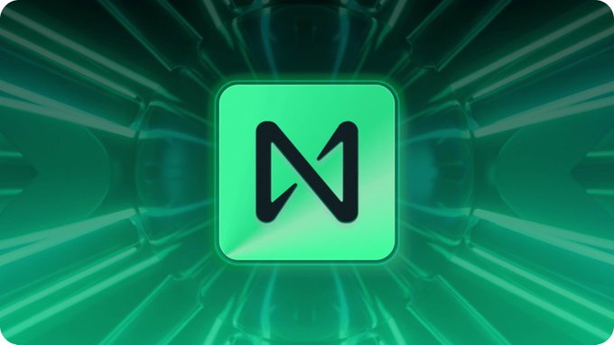 A glowing green Near Protocol (NEAR) cryptocurrency logo displayed in the center of a green tunnel-like background with radiating light effects.